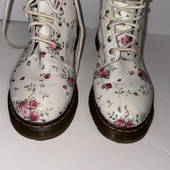 Dr.Martens 1460 Rare Portland Rose White Floral Boots - Picture 2 of 9